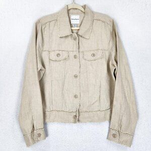 Tommy Bahama Jacket Womens XL Cream 100% Linen Button Front Casual Lightweight